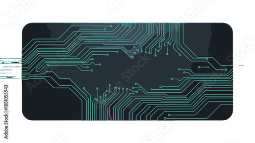 Circuit Board Pattern on Dark Background with Green Lines.