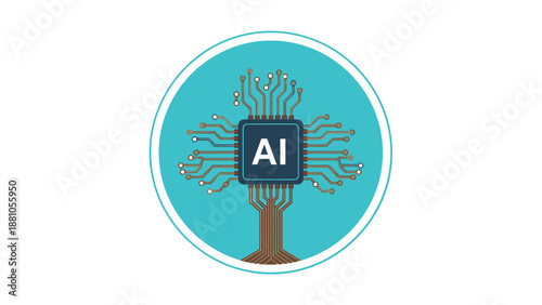 Artificial Intelligence Concept with Tree and Microchip.