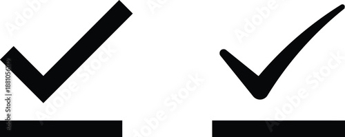 Black check mark icons with underlines indicating completion and correct selection