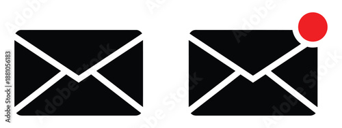 Black email envelope icons with red unread message notification circle