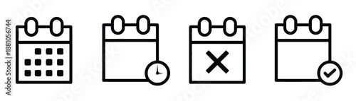 Outline calendar icons for scheduling and time management planning tasks
