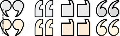 Quotation mark and speech quote icons used for writing, dialogue, citations, comments, and text emphasis