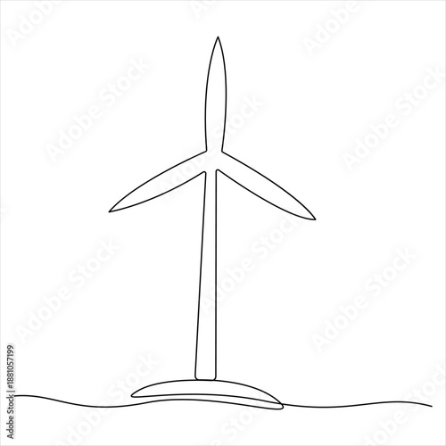 One continuous line drawing of wind turbines eco energy simple wind turbines power outline style illustration