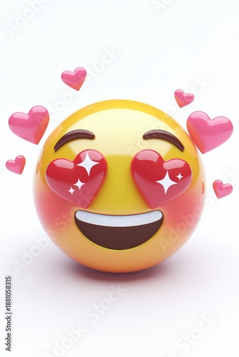 3D Heart Eyes Love Emoji Isolated on white background