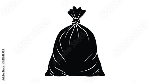 a black trash bag with white lines on a white background