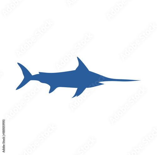 Ocean blue swordfish. Vector illustration.