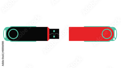 A simplified illustration of a red and black usb flash drive