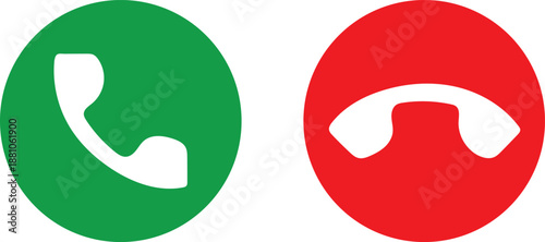 Two circular with phone symbols in green and red colors circle