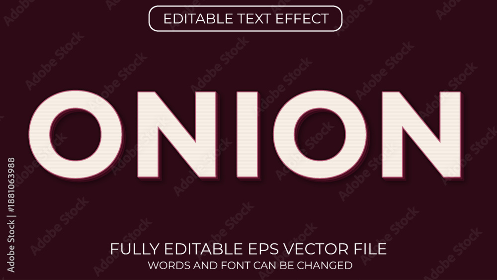 Obraz premium Onion editable 3d text effect vector typography style