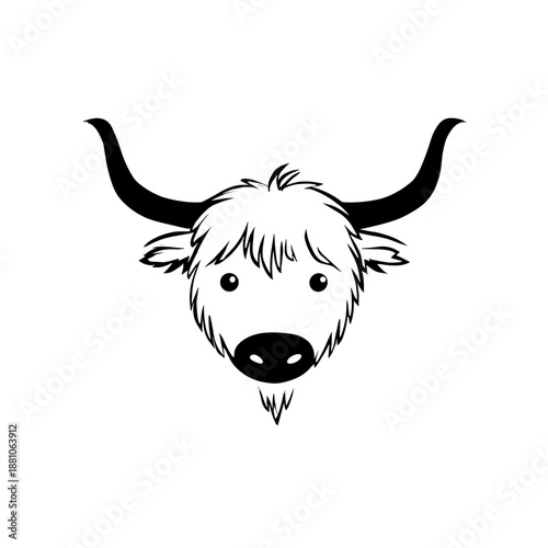 cattle. cattle simple black and white line art vector logo