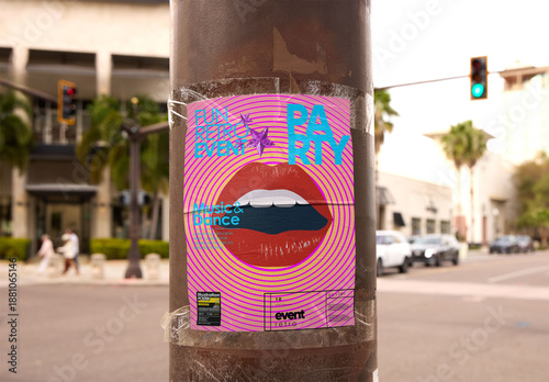 Empty Guerrilla poster on a Pole in St. Petersburg, Pinellas County, Florida, United States.