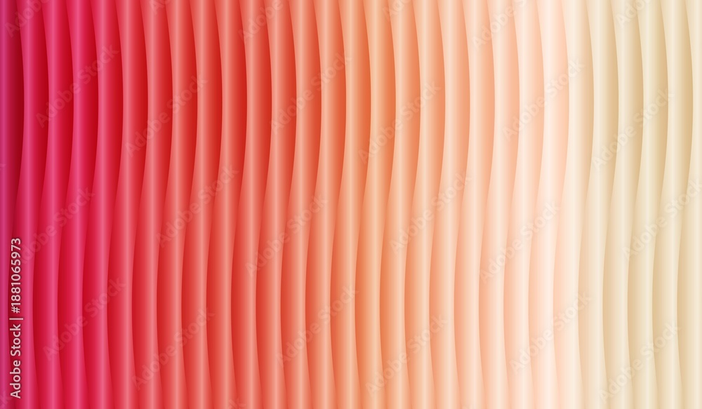 Obraz premium Abstract wavy gradient background with smooth vertical curves in red pink orange and beige tones, modern flowing striped pattern for web design, banners, presentations, wallpapers and digital use.