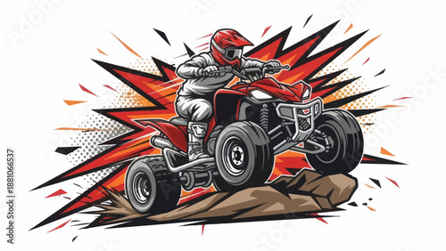 Quad bike rider vector illustration with dynamic background design
