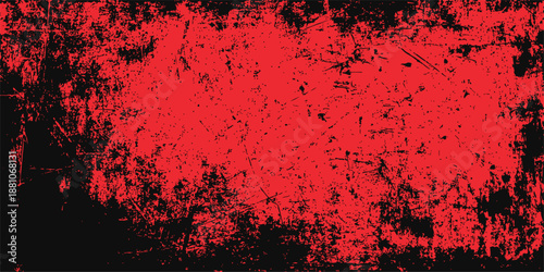 An old, dirty red grunge background features a dark textured paint pattern with a vintage blood and fire color design for an art backdrop
