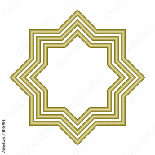 Golden star shaped frame with multiple layers and pointed edges  decorative design element transparent background