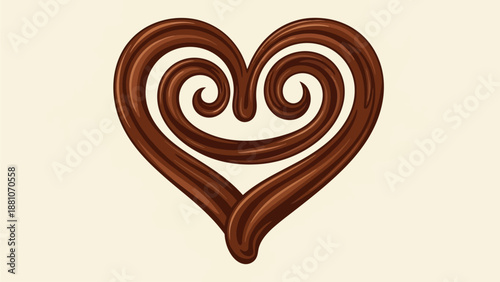 Elegant chocolate swirl heart design, a delightful symbol of sweet love and passion, perfect for romantic celebrations and gourmet treats