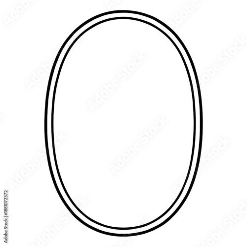 Minimalist Oval Frame Vector Icon - Simple Ellipse Border Illustration for Mirror, Picture Frame, and Classic Interior Wall Decor - Black Line Art Symbol