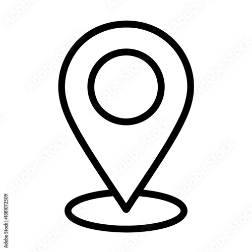Modern outline location pin icon, ideal for map apps, GPS navigation, and geographic markers. This versatile vector element precisely indicates addresses, destinations, and points of interest, enhanci