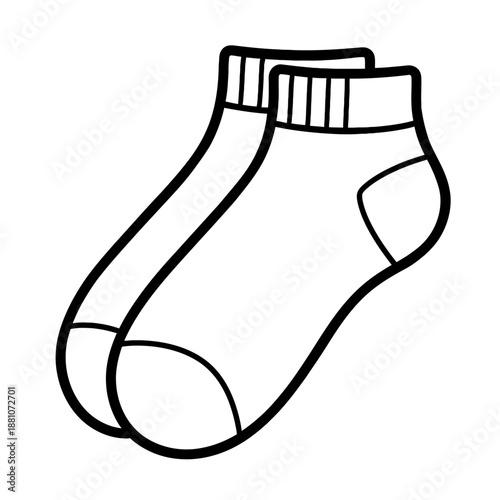 Pair of Athletic Ankle Socks Vector Icon - Minimalist Black Line Art Illustration for Sportswear, Clothing Retail, Fitness Accessories, and Hosiery Design - High Quality Graphic Resource
