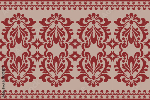 seamless floral pattern, red background 