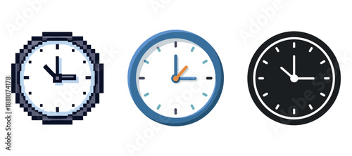 Digital, classic, and modern clocks: a comparison of three clock designs