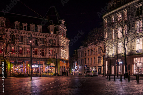 Historic Passage and Maison de Bonneterie at night