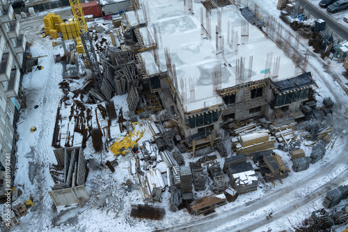 Construction site on a winter morning