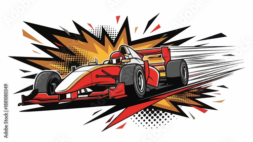 Racing car illustration bold design with speed and dynamic movement
