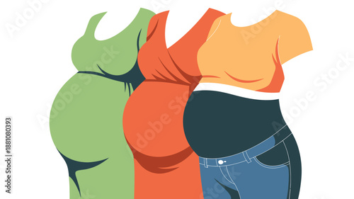 Three pregnant women displaying diverse maternity clothing styles for comfort and fashion