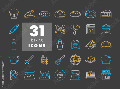 Bakery and Baking Essentials Icon Set