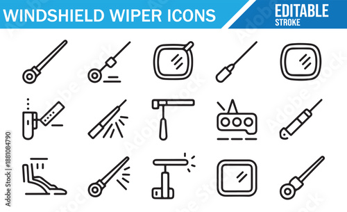Minimalist line art icons for car rain wipers and washer controls.