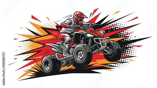 Atv rider in action vector illustration for design and advertising projects