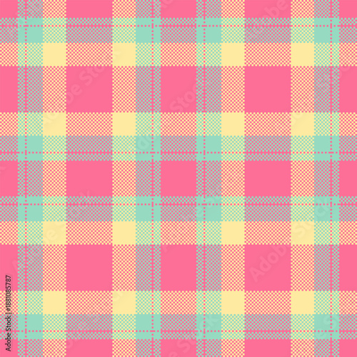 Aged seamless texture pattern, advertising textile check vector. Fiber fabric background plaid tartan in red and mint colors.