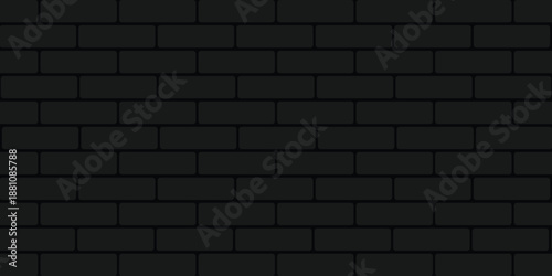 Dark Brick Wall Pattern with Staggered Horizontal Layout and Thin Outlines on Seamless Background