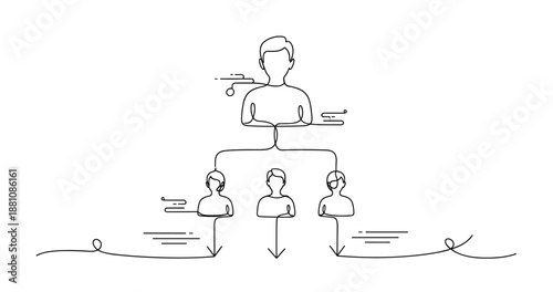 Simple line drawing of a hierarchical family tree with four male figures, no editable stroke