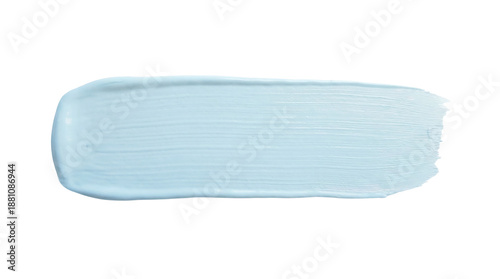 Φωτογραφία Long light blue acrylic paint stroke with smooth blended texture and visible bru