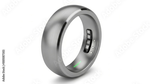 Titanium smart ring for health tracking, fitness and sleep monitoring technology. AI generated.