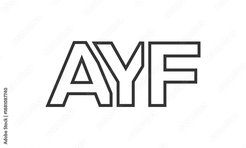 Obraz premium AYF logo design template with strong and modern bold text. Initial based vector logotype featuring simple and minimal typography. Trendy company identity.