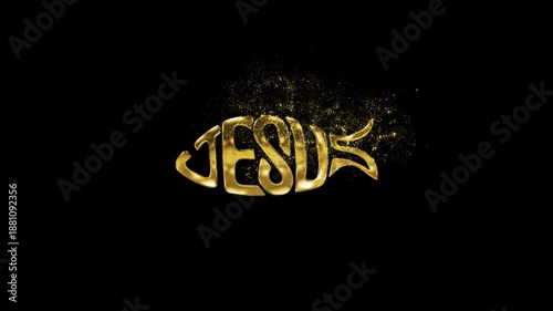 Christian sign ribi named Jesus with alpha channel and golden parts, golden religious sign with transparent background, religion and faith