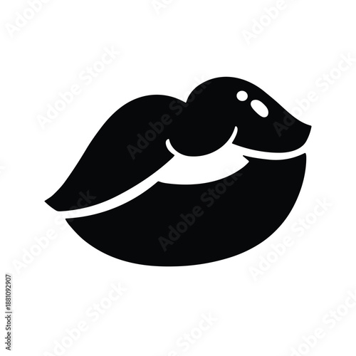 Lips Kiss Icon Black Silhouette