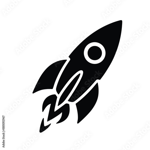 Rocket Launch Icon Black Silhouette