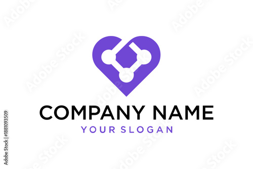 Free Download Purple Heart Digital Network Connection Logo Design - GFXLoad