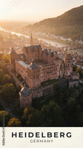 Heidelberg Germany Castle Historic Old Town River Travel Poster