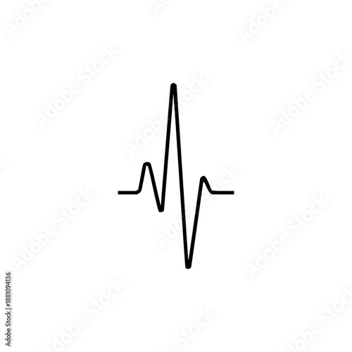 Dynamic minimalist vector illustration of a continuous black pulse line, symbolizing a heartbeat rhythm, vital signs monitoring, and digital health data, ideal for medical and technology designs
