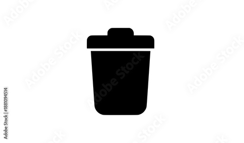 Flat Trash Can Icon Minimal Waste Bin Symbol Isolated on White Background Vector