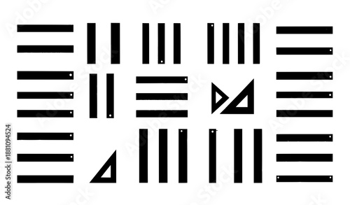 Flat Ruler Icon Set Measuring Tool School Supply Symbols Isolated on White Vector