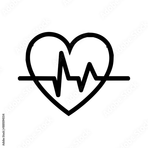 Heartbeat line icon, representing health and life, a symbol of well-being and medical care