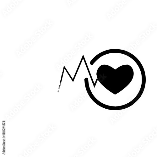 Digital health concept icon illustrating a dynamic heartbeat rhythm and a strong heart symbol, representing vital medical monitoring, wellness tracking, and cardiovascular care