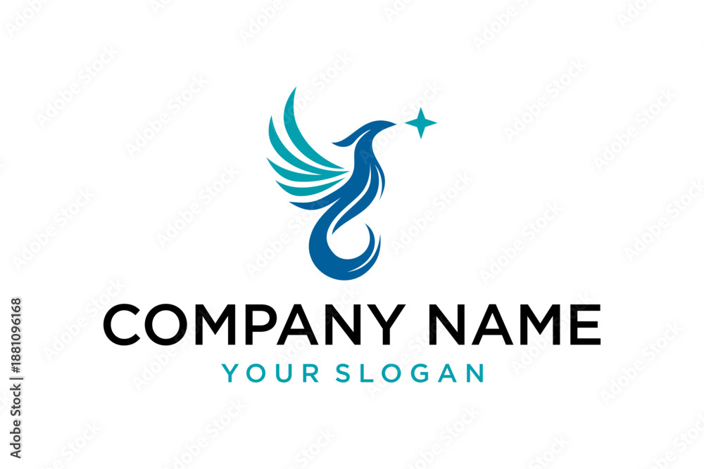 Fototapeta premium Modern Phoenix Bird Star Logo Design for Company Branding