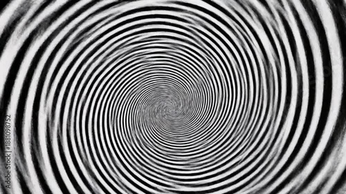 Spiral vortex spinning dizzying black and white optical illusion